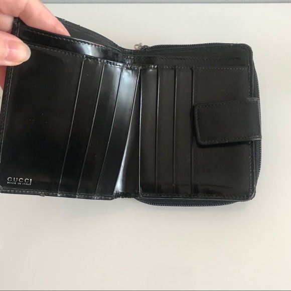 COPY - Authentic Gucci Vintage Bamboo Patent Leather Canvas Zipper Wallet 90’s … - Picture 11 of 16